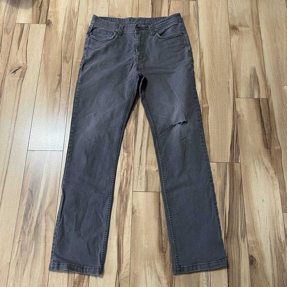 Toad & Co Mens 32x32 Distressed Drover Lean Denim‎ Jeans Lt Gray Organic Cotton